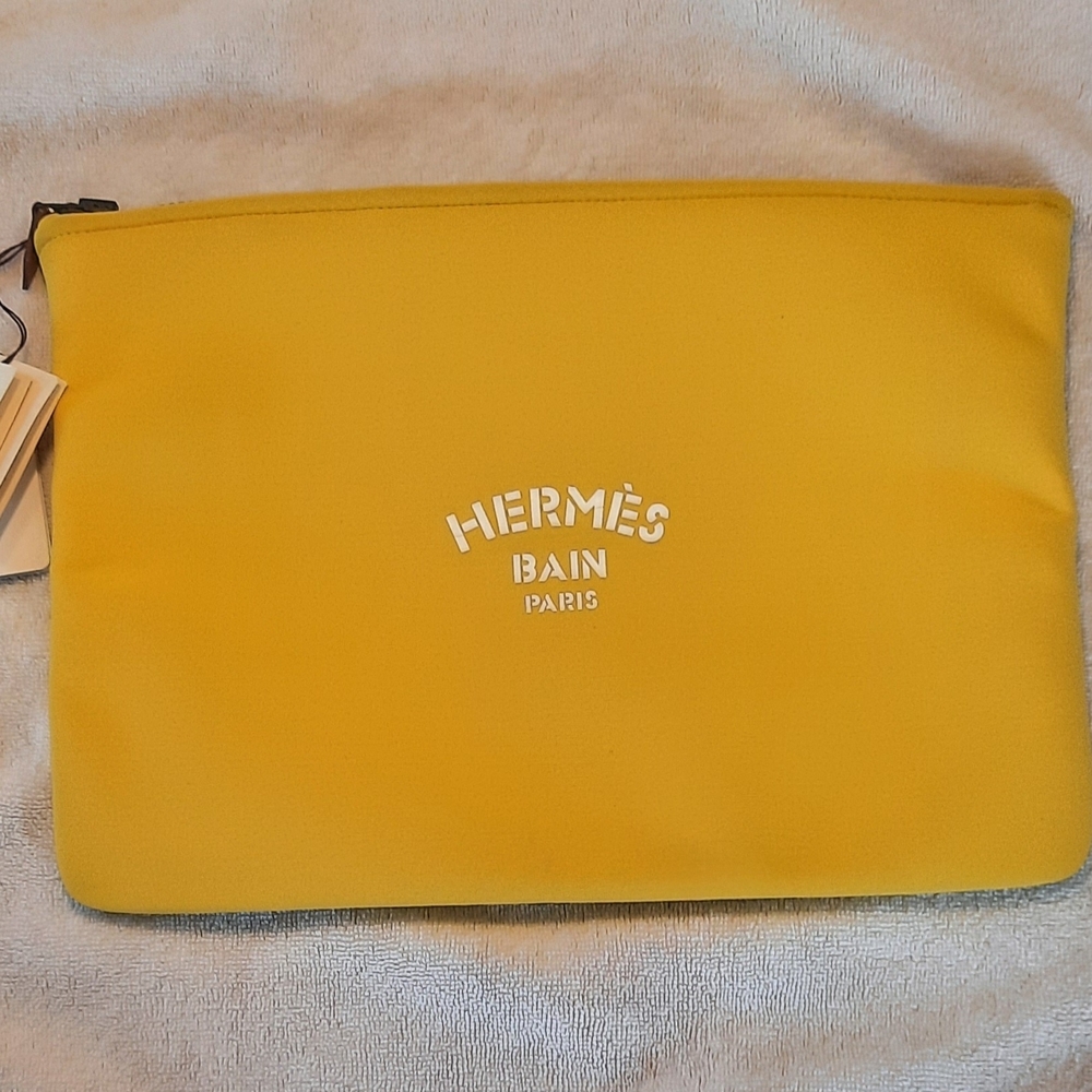 Yellow Hermes Neovan MM Pouch Bag Polyamide